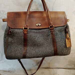 Vintage Hartmann Tweed And Brown Leather  Travel Bag